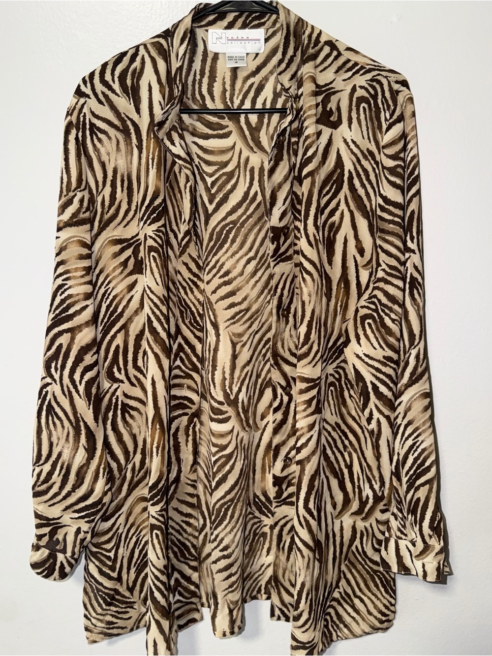 NIC+ZOE Cream and Brown Zebra-Print Open Cardigan
